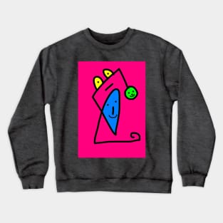 Cartoon Faces | Cute Friendly Faces in Pink Crewneck Sweatshirt